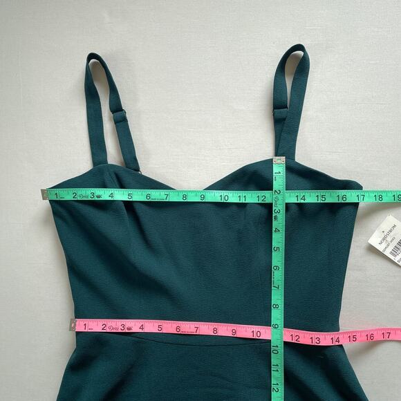 Dress The Population Aline Dress Medium Green Pine Fit Flare Pockets Party Event - Picture 10 of 11